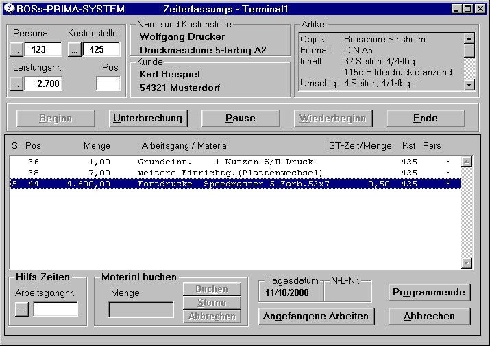 BOSs-Prima - Zeiterfassungsterminal